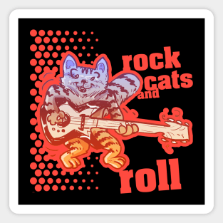 rock cats and roll funny cartoon Magnet